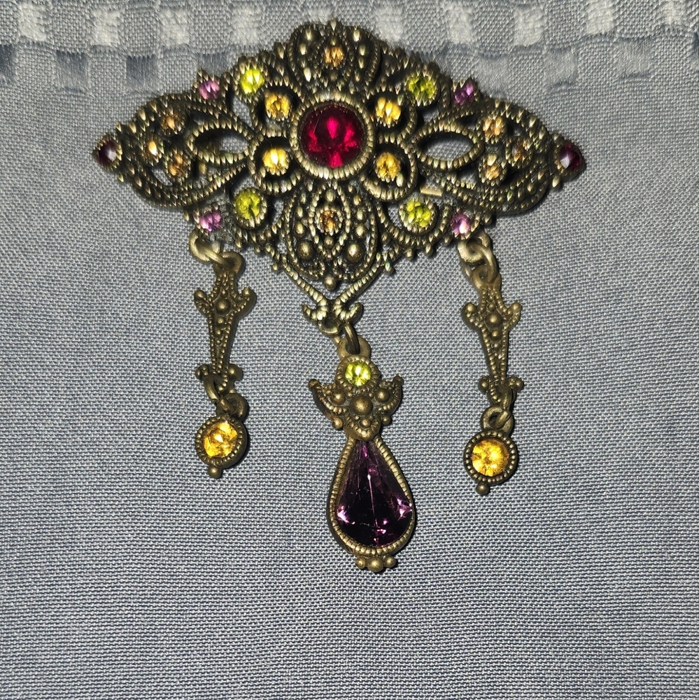Vintage Gold and Purple Pendant Necklace